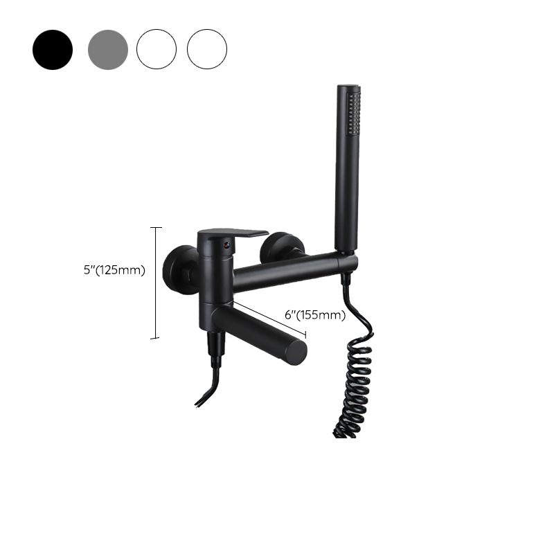 Lever Handle Tub Faucet Wall Mount Shower Hose Swivel Spout Bath Filler with Handshower Clearhalo 'Bathroom Remodel & Bathroom Fixtures' 'Bathtub Faucets' 'bathtub_faucets' 'Home Improvement' 'home_improvement' 'home_improvement_bathtub_faucets' 1200x1200_18517cd9-ab8e-4eab-be48-1632c4f49716