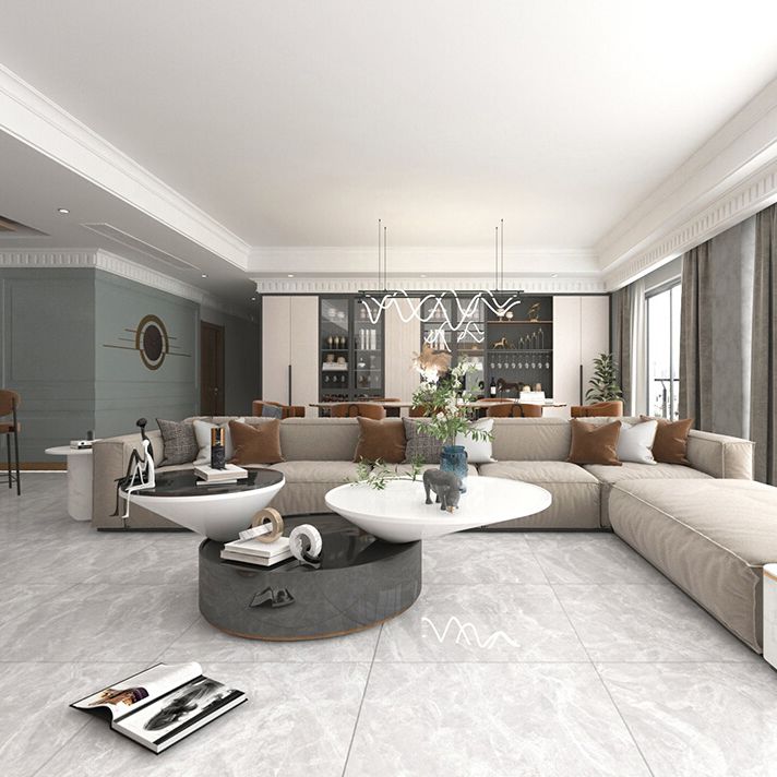 Contemporary Polished Porcelain Tile Light Grey Marble Print Square Floor and Wall Tile Clearhalo 'Floor Tiles & Wall Tiles' 'floor_tiles_wall_tiles' 'Flooring 'Home Improvement' 'home_improvement' 'home_improvement_floor_tiles_wall_tiles' Walls and Ceiling' 1200x1200_185a2bc0-6688-46a5-b7ec-9691e398ba32