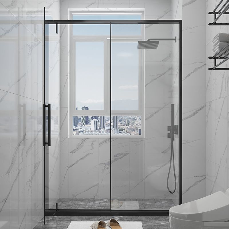 Narrow Bezel Transparent Shower Door Tempered Glass Shower Bath Door Clearhalo 'Bathroom Remodel & Bathroom Fixtures' 'Home Improvement' 'home_improvement' 'home_improvement_shower_tub_doors' 'Shower and Tub Doors' 'shower_tub_doors' 'Showers & Bathtubs' 1200x1200_185bc6ea-d73b-496f-8664-f36043499200