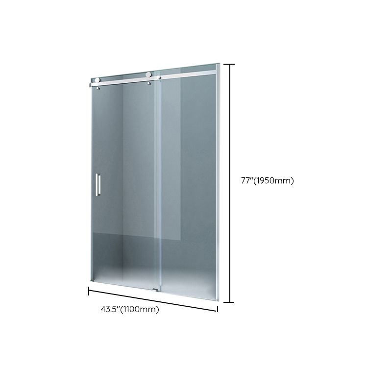 Semi Frameless Tempered Glass Shower Door Single Sliding Shower Door Clearhalo 'Bathroom Remodel & Bathroom Fixtures' 'Home Improvement' 'home_improvement' 'home_improvement_shower_tub_doors' 'Shower and Tub Doors' 'shower_tub_doors' 'Showers & Bathtubs' 1200x1200_188a4fb9-a04a-414b-b76a-0faaed206418