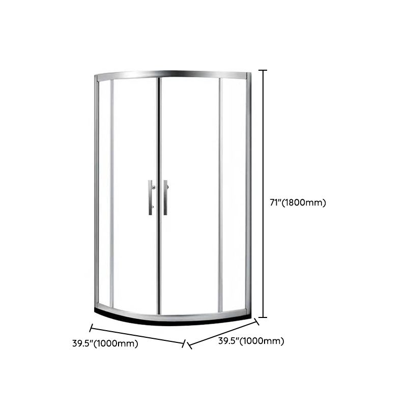 Silver Rounded Shower Stall Clear Tempered Glass Shower Stall with Door Handles Clearhalo 'Bathroom Remodel & Bathroom Fixtures' 'Home Improvement' 'home_improvement' 'home_improvement_shower_stalls_enclosures' 'Shower Stalls & Enclosures' 'shower_stalls_enclosures' 'Showers & Bathtubs' 1200x1200_1890b4b4-a87a-4f3a-8f5d-e302f6deda64