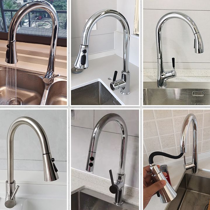 Traditional Kitchen Faucet Solid Color Standard Kitchen Faucet Clearhalo 'Home Improvement' 'home_improvement' 'home_improvement_kitchen_faucets' 'Kitchen Faucets' 'Kitchen Remodel & Kitchen Fixtures' 'Kitchen Sinks & Faucet Components' 'kitchen_faucets' 1200x1200_1894c034-0450-40d7-b9af-ffdacc7541f4