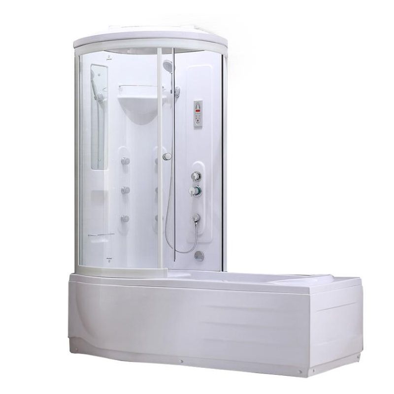 Rounded Tub & Shower Kit Clear Tempered Glass Tub & Shower Kit with Base Kit Clearhalo 'Bathroom Remodel & Bathroom Fixtures' 'Home Improvement' 'home_improvement' 'home_improvement_shower_stalls_enclosures' 'Shower Stalls & Enclosures' 'shower_stalls_enclosures' 'Showers & Bathtubs' 1200x1200_189601ca-2946-4565-92b2-06e23f6e0687