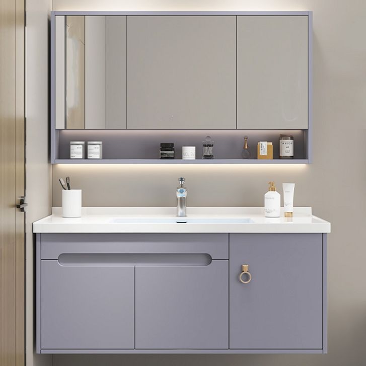 Single Glam Bathroom Vanity Ceramic Top Wall Mount Bath Vanity Clearhalo 'Bathroom Remodel & Bathroom Fixtures' 'Bathroom Vanities' 'bathroom_vanities' 'Home Improvement' 'home_improvement' 'home_improvement_bathroom_vanities' 1200x1200_18a25848-ae23-4e14-8ceb-753265ebfea8