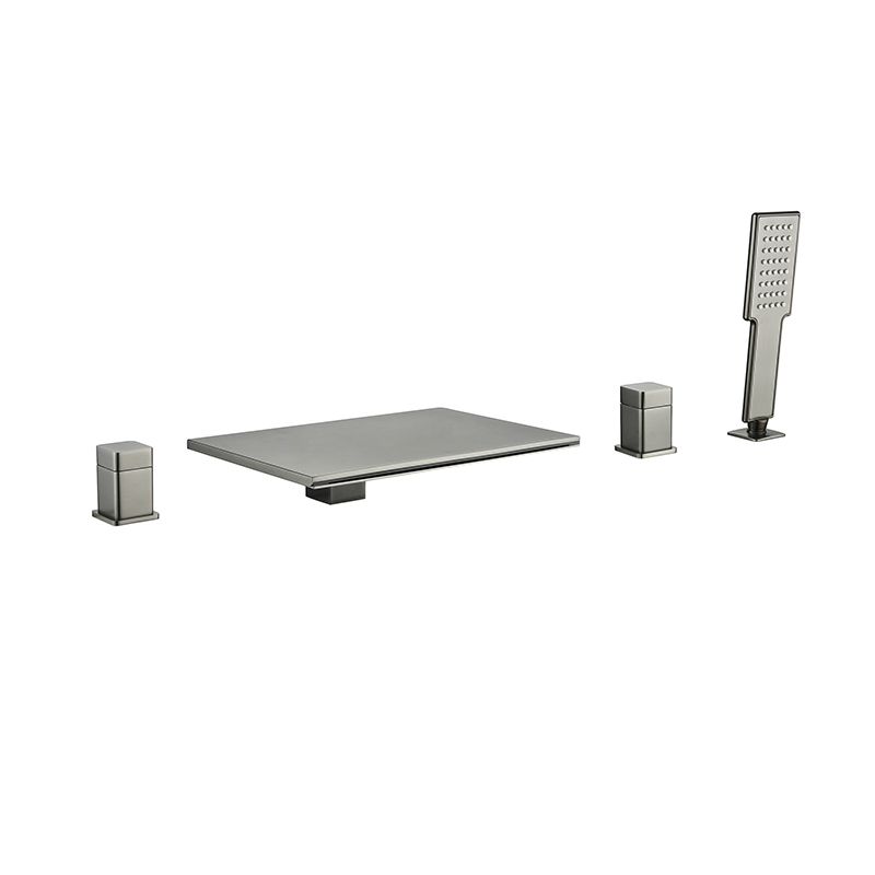 Modern Wall Mounted Metal Tub Filler Low Arc Waterfall Tub Faucet Trim Clearhalo 'Bathroom Remodel & Bathroom Fixtures' 'Bathtub Faucets' 'bathtub_faucets' 'Home Improvement' 'home_improvement' 'home_improvement_bathtub_faucets' 1200x1200_18ef7052-8108-4b0f-b2c1-7e34f5ee2757