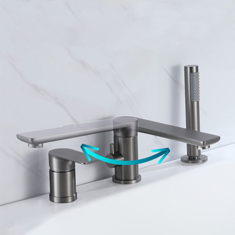 Contemporary Bathroom Faucet Deck Mounted Bathroom Faucet with Low Arc Clearhalo 'Bathroom Remodel & Bathroom Fixtures' 'Bathtub Faucets' 'bathtub_faucets' 'Home Improvement' 'home_improvement' 'home_improvement_bathtub_faucets' 1200x1200_18fa4799-e262-4d22-8d22-d7e23e35500d