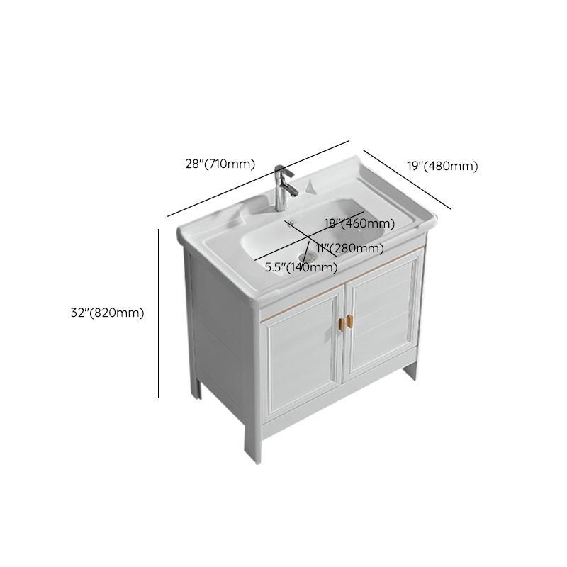 Metal Frame Vanity White 2 Doors Rectangular Single Sink Freestanding Bathroom Vanity Clearhalo 'Bathroom Remodel & Bathroom Fixtures' 'Bathroom Vanities' 'bathroom_vanities' 'Home Improvement' 'home_improvement' 'home_improvement_bathroom_vanities' 1200x1200_18faca91-b891-451e-87cc-3fb01c743c12