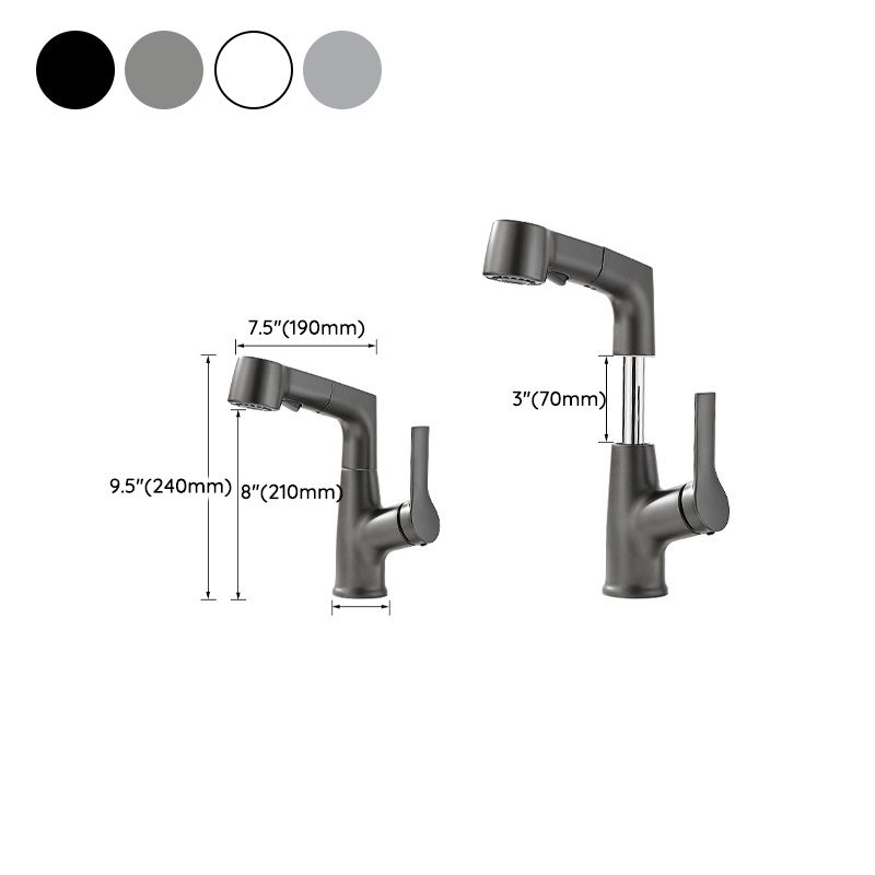 Modern Sink Faucet Pull-out Lever Handle Brass Faucet Bathroom Clearhalo 'Bathroom Remodel & Bathroom Fixtures' 'Bathroom Sink Faucets' 'Bathroom Sinks & Faucet Components' 'bathroom_sink_faucets' 'Home Improvement' 'home_improvement' 'home_improvement_bathroom_sink_faucets' 1200x1200_190fde32-a13b-4ee9-955e-4df714498aed