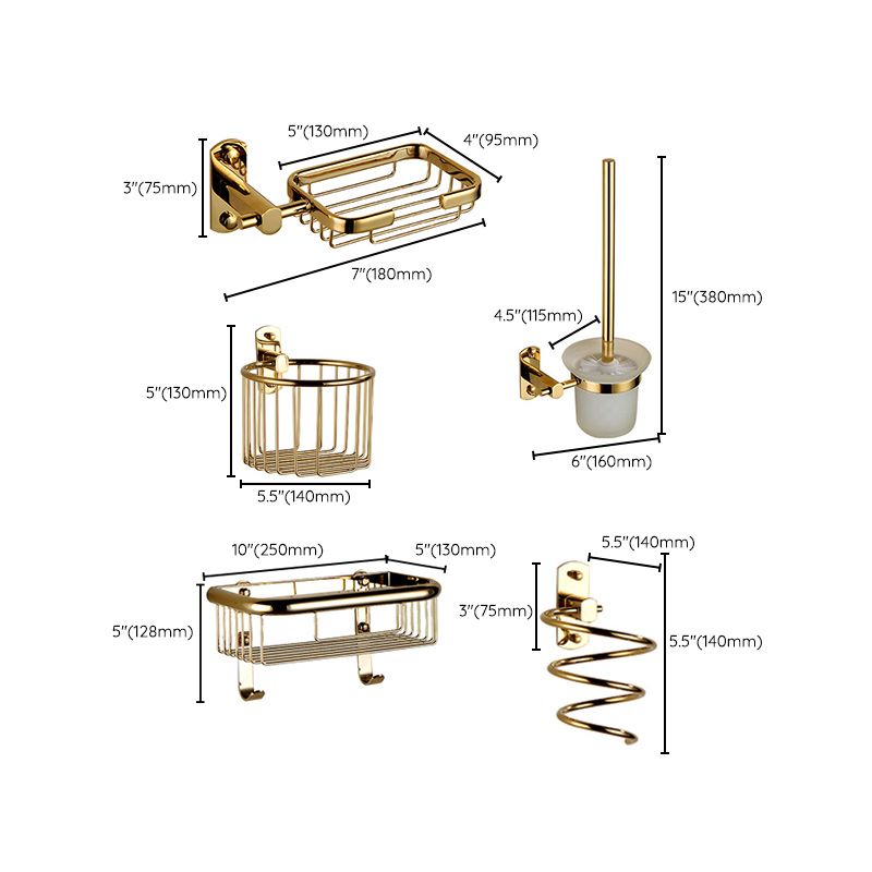 Polished Gold 4 Piece Bathroom Accessory Set Brass Bathroom Hardware Clearhalo 'Bathroom Hardware Sets' 'Bathroom Hardware' 'Bathroom Remodel & Bathroom Fixtures' 'bathroom_hardware_sets' 'Home Improvement' 'home_improvement' 'home_improvement_bathroom_hardware_sets' 1200x1200_1918637d-8c95-4d11-a335-c083efb71671