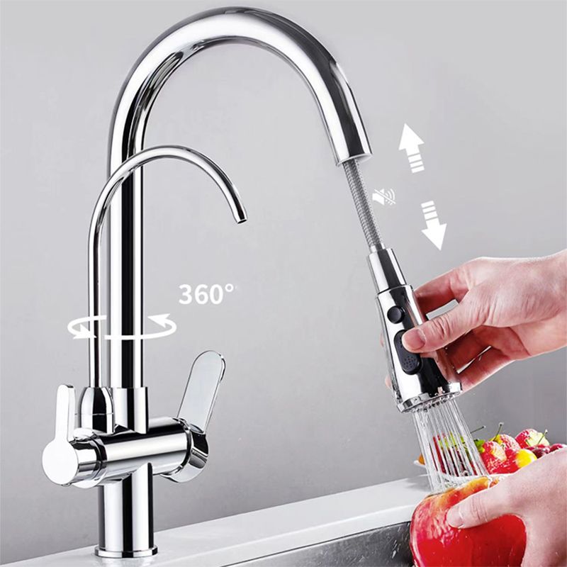 Modern 2-Handle Faucets Copper with Water Dispenser Standard Kitchen Faucets Clearhalo 'Home Improvement' 'home_improvement' 'home_improvement_kitchen_faucets' 'Kitchen Faucets' 'Kitchen Remodel & Kitchen Fixtures' 'Kitchen Sinks & Faucet Components' 'kitchen_faucets' 1200x1200_1926bc44-adba-451f-a72d-513fcca18f71