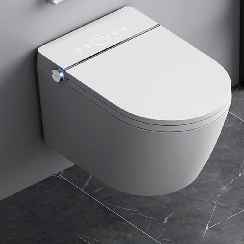 White Smart Toilet Antimicrobial Foot Sensor Elongated Wall Hung Toilet Set Clearhalo 'Bathroom Remodel & Bathroom Fixtures' 'Bidets' 'Home Improvement' 'home_improvement' 'home_improvement_bidets' 'Toilets & Bidets' 1200x1200_194d52c4-1922-4125-99e9-79f8b331ea74