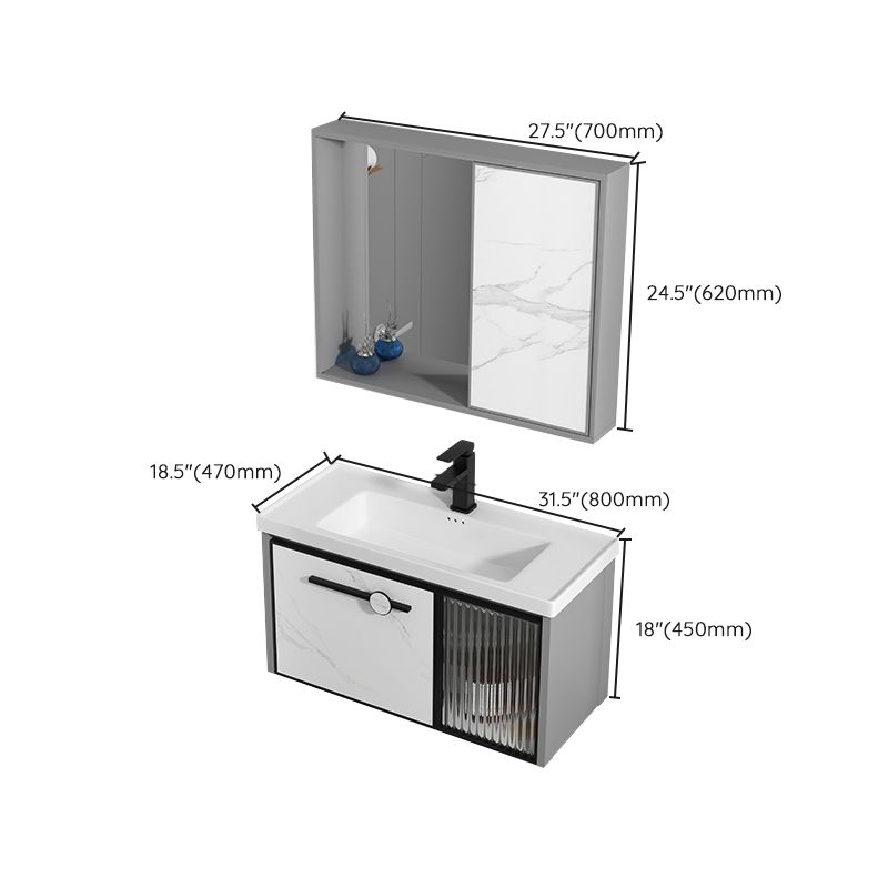 Single Sink Ceramic Bathroom Vanity Modern Gray Rectangular Sink Vanity Clearhalo 'Bathroom Remodel & Bathroom Fixtures' 'Bathroom Vanities' 'bathroom_vanities' 'Home Improvement' 'home_improvement' 'home_improvement_bathroom_vanities' 1200x1200_196fda37-006a-4f18-8314-cebf1abaa8c9