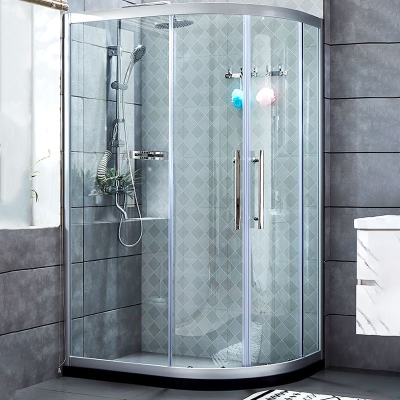 Framed Tempered Glass Shower Enclosure with Pedestal Half-Framed Shower Enclosure Clearhalo 'Bathroom Remodel & Bathroom Fixtures' 'Home Improvement' 'home_improvement' 'home_improvement_shower_stalls_enclosures' 'Shower Stalls & Enclosures' 'shower_stalls_enclosures' 'Showers & Bathtubs' 1200x1200_19853237-317b-4b19-85ae-a68d880901f6