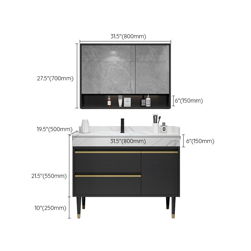 Glam Bath Vanity Wood Frame Freestanding Soft Close Drawers Rectangle Mirror Vanity Clearhalo 'Bathroom Remodel & Bathroom Fixtures' 'Bathroom Vanities' 'bathroom_vanities' 'Home Improvement' 'home_improvement' 'home_improvement_bathroom_vanities' 1200x1200_199fe054-52c7-4525-a983-584219acef17