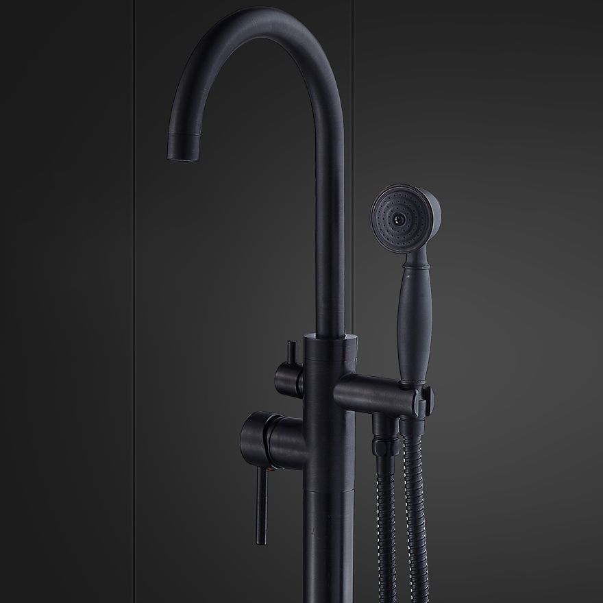 Floor Mounted Metal Freestanding Tub Filler High Arc Freestanding Tub Filler Trim Clearhalo 'Bathroom Remodel & Bathroom Fixtures' 'Bathtub Faucets' 'bathtub_faucets' 'Home Improvement' 'home_improvement' 'home_improvement_bathtub_faucets' 1200x1200_19a7735c-ab18-45f9-b93f-da24b446b08d