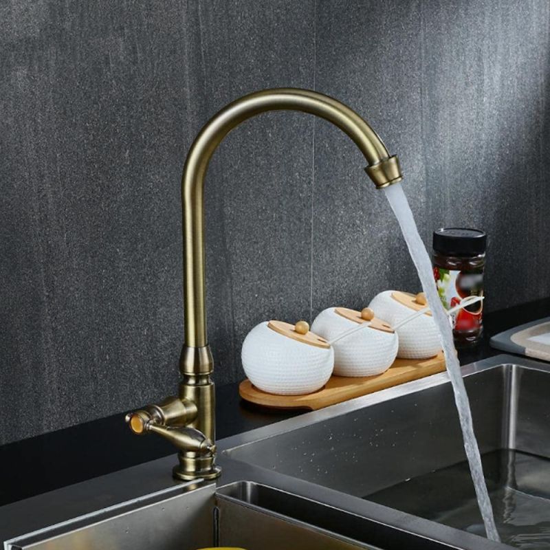 Traditional 2-Function Kitchen Faucet 1-Handle 1-Hole Faucet in Bronze Clearhalo 'Home Improvement' 'home_improvement' 'home_improvement_kitchen_faucets' 'Kitchen Faucets' 'Kitchen Remodel & Kitchen Fixtures' 'Kitchen Sinks & Faucet Components' 'kitchen_faucets' 1200x1200_19b80f4c-ee16-41bf-b7ac-4c474f25b4da