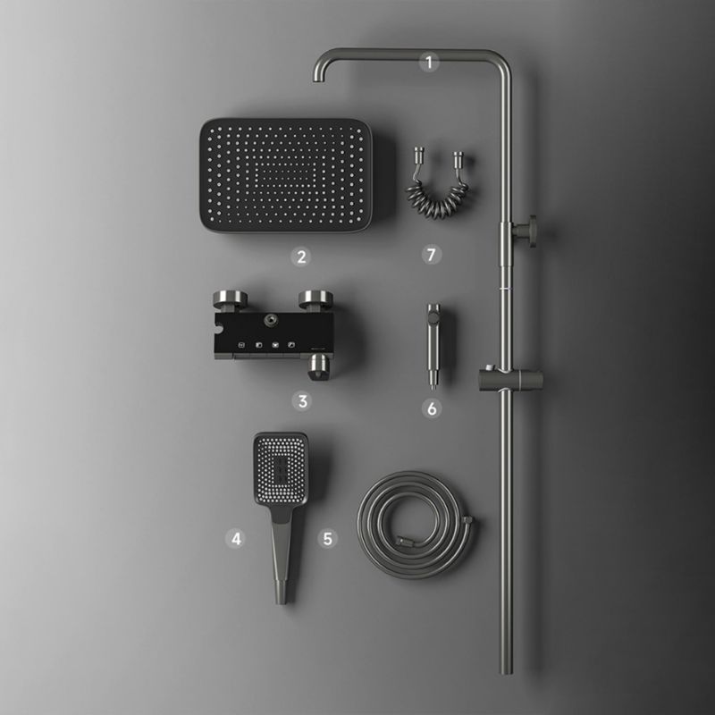 Modern Brass Shower Faucet Valve Included Wall Mounted Shower Combo Clearhalo 'Bathroom Remodel & Bathroom Fixtures' 'Home Improvement' 'home_improvement' 'home_improvement_shower_faucets' 'Shower Faucets & Systems' 'shower_faucets' 'Showers & Bathtubs Plumbing' 'Showers & Bathtubs' 1200x1200_19bf940f-a986-487c-8b24-bb503c9211b2