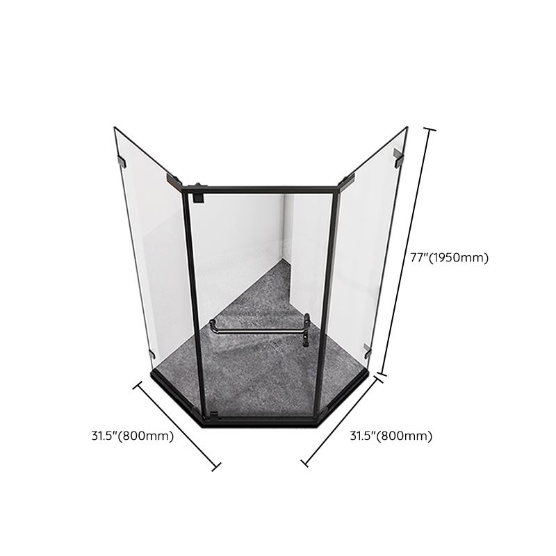 Neo-Angle Tempered Glass Shower Enclosure Black Framed Shower Kit Clearhalo 'Bathroom Remodel & Bathroom Fixtures' 'Home Improvement' 'home_improvement' 'home_improvement_shower_stalls_enclosures' 'Shower Stalls & Enclosures' 'shower_stalls_enclosures' 'Showers & Bathtubs' 1200x1200_19d3ed23-f4b6-4cfb-b729-9a84a87eb8f0