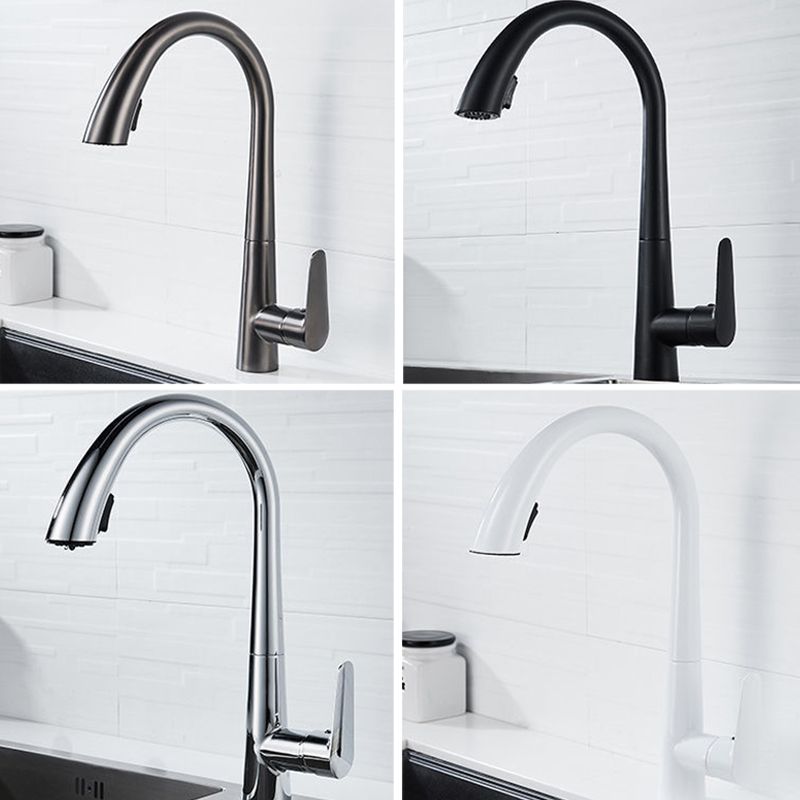 Modern 1-Handle Faucet Pull down Stainless Steel Standard Kitchen Faucet Clearhalo 'Home Improvement' 'home_improvement' 'home_improvement_kitchen_faucets' 'Kitchen Faucets' 'Kitchen Remodel & Kitchen Fixtures' 'Kitchen Sinks & Faucet Components' 'kitchen_faucets' 1200x1200_19eca20e-853a-4a6a-ac88-f490abf5cdd3