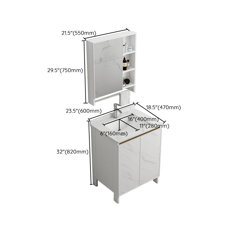 Free Standing Vanity Set White Drawer Ceramic Sink Faucet Vanity Set with Mirror Clearhalo 'Bathroom Remodel & Bathroom Fixtures' 'Bathroom Vanities' 'bathroom_vanities' 'Home Improvement' 'home_improvement' 'home_improvement_bathroom_vanities' 1200x1200_19edcf23-51cc-49ec-97a9-903e38d8d09c