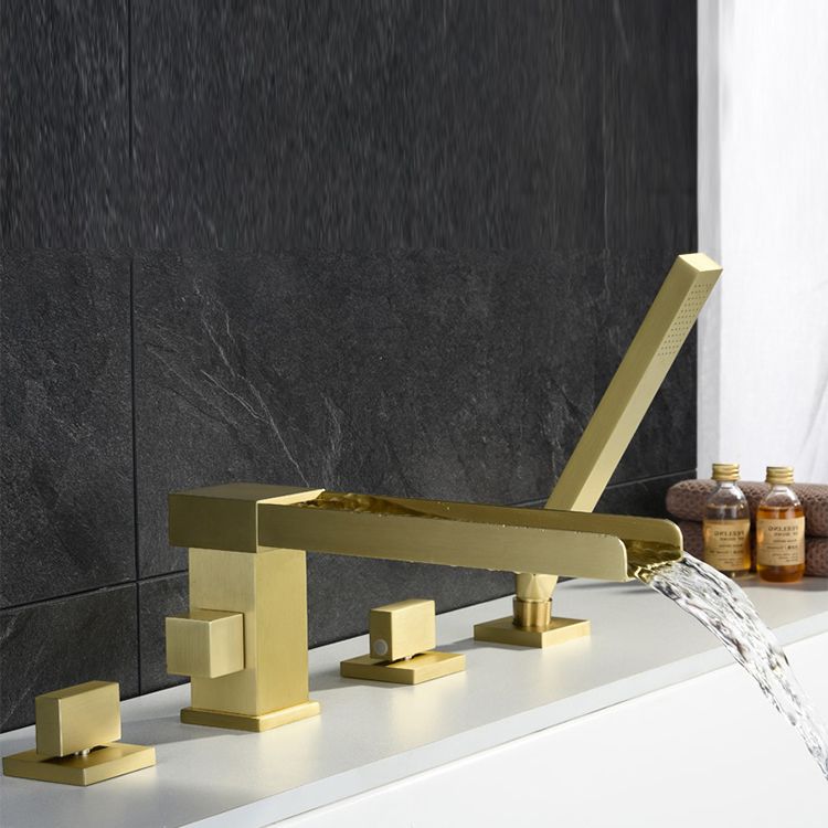 Modern Full Copper Deck Mounted Bath Faucet Trim Fixed Split Faucet Set Clearhalo 'Bathroom Remodel & Bathroom Fixtures' 'Bathtub Faucets' 'bathtub_faucets' 'Home Improvement' 'home_improvement' 'home_improvement_bathtub_faucets' 1200x1200_1a21f5fb-568f-4253-9c8b-ba3da222be65