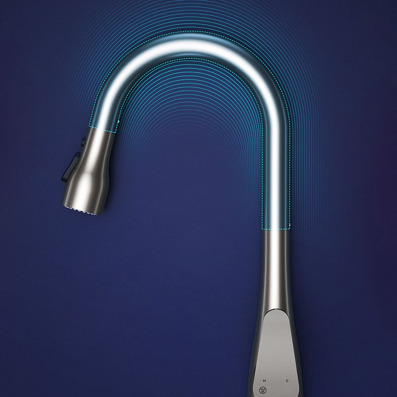 Modern Touch Sensor Kitchen Sink Faucet Swivel Spout with Pull Down Sprayer Clearhalo 'Home Improvement' 'home_improvement' 'home_improvement_kitchen_faucets' 'Kitchen Faucets' 'Kitchen Remodel & Kitchen Fixtures' 'Kitchen Sinks & Faucet Components' 'kitchen_faucets' 1200x1200_1a290a3b-9dfd-44fe-8be2-3bd6160d640c