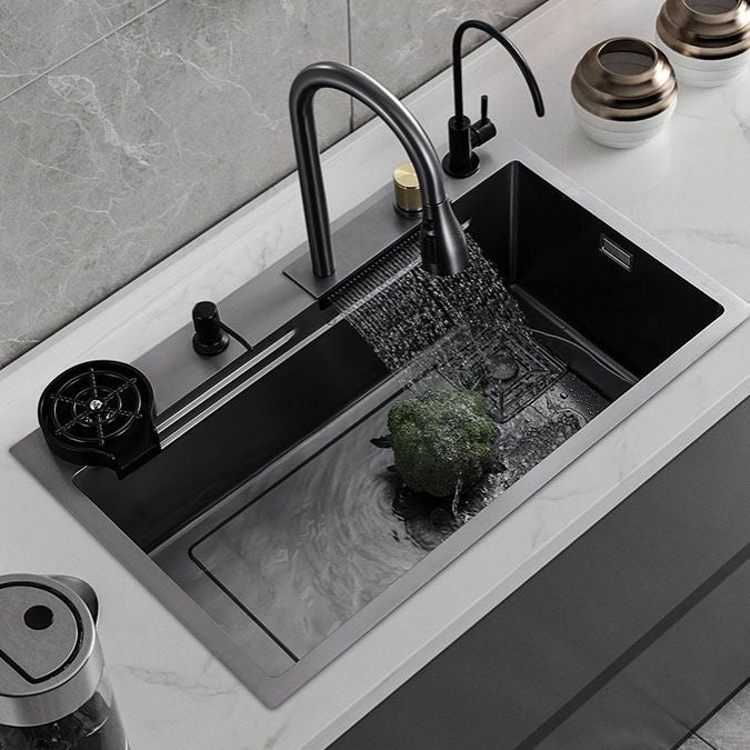 Contemporary Black Sink Stainless Steel Kitchen Sink with Soundproofing Clearhalo 'Home Improvement' 'home_improvement' 'home_improvement_kitchen_sinks' 'Kitchen Remodel & Kitchen Fixtures' 'Kitchen Sinks & Faucet Components' 'Kitchen Sinks' 'kitchen_sinks' 1200x1200_1a385295-892e-43c4-a876-9dbcb7a74cb5