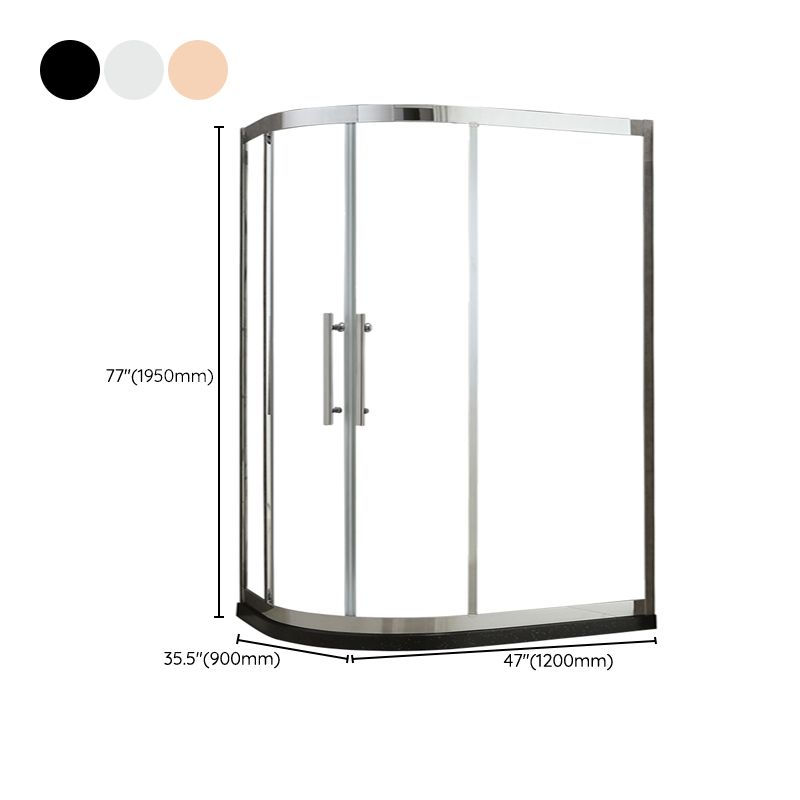 Tempered Glass Shower Kit Double Sliding Round Shower Kit with Shower Door Clearhalo 'Bathroom Remodel & Bathroom Fixtures' 'Home Improvement' 'home_improvement' 'home_improvement_shower_stalls_enclosures' 'Shower Stalls & Enclosures' 'shower_stalls_enclosures' 'Showers & Bathtubs' 1200x1200_1a3a796e-c9da-47d3-b355-34344be15648