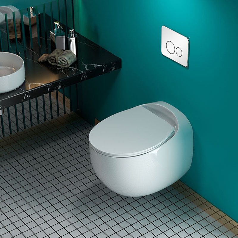 Wall-mounted Round Hanging Toilet Soft-Close Seat Toilet with Glazed Surface Clearhalo 'Bathroom Remodel & Bathroom Fixtures' 'Home Improvement' 'home_improvement' 'home_improvement_toilets' 'Toilets & Bidets' 'Toilets' 1200x1200_1a3fb9d3-e3ee-4c7d-994d-239780b8c8a8