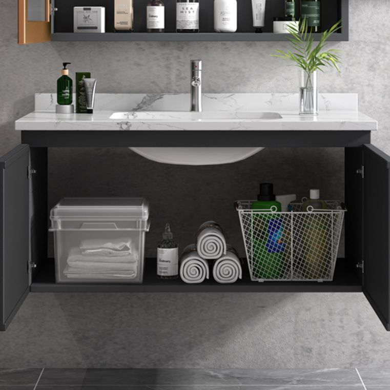 Rectangular Bathroom Vanity Modern Black Metal Frame Single Vanity Set Clearhalo 'Bathroom Remodel & Bathroom Fixtures' 'Bathroom Vanities' 'bathroom_vanities' 'Home Improvement' 'home_improvement' 'home_improvement_bathroom_vanities' 1200x1200_1a5acb4e-39f3-4b4b-be75-a0acbb1b2305