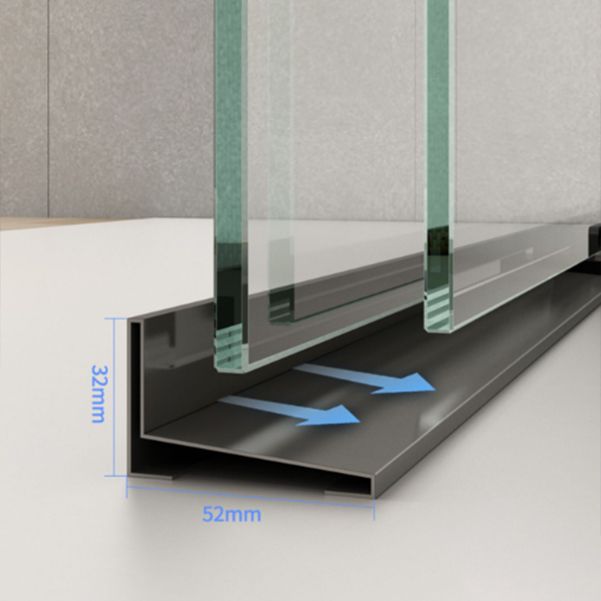 One-shaped Semi-frameless Double Sliding Shower Door, Bathroom Tempered Glass Door Clearhalo 'Bathroom Remodel & Bathroom Fixtures' 'Home Improvement' 'home_improvement' 'home_improvement_shower_tub_doors' 'Shower and Tub Doors' 'shower_tub_doors' 'Showers & Bathtubs' 1200x1200_1a5ecaca-374b-435c-9d04-98c99861e19f