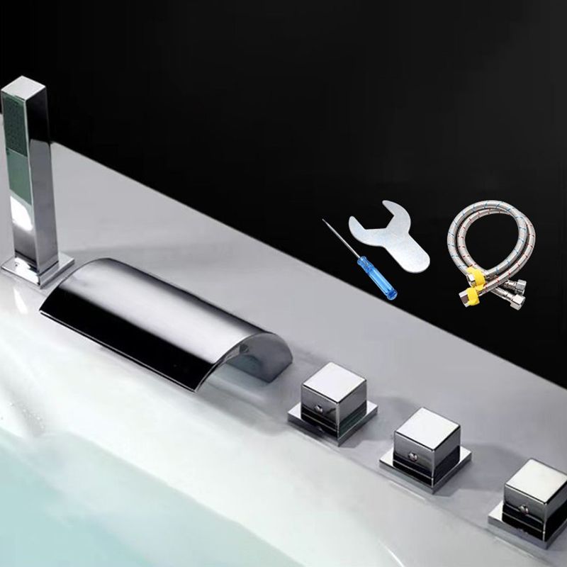 Contemporary Style Bathroom Faucet Metal Deck Mounted Bathroom Faucet Clearhalo 'Bathroom Remodel & Bathroom Fixtures' 'Bathtub Faucets' 'bathtub_faucets' 'Home Improvement' 'home_improvement' 'home_improvement_bathtub_faucets' 1200x1200_1a62b3d8-39fd-47c2-a788-aa1ae7241652