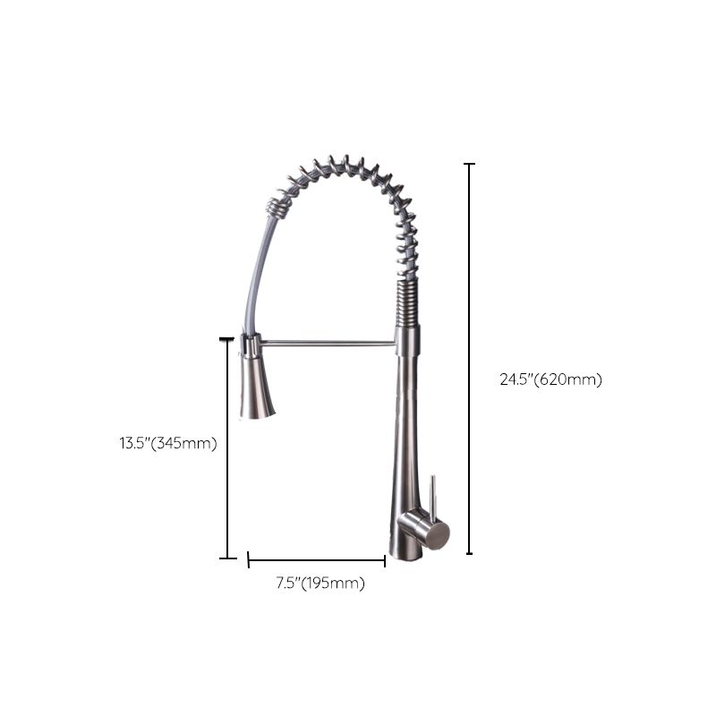Contemporary Kitchen Faucet Pull down Sprayer Standard Bar Faucet in Silver Clearhalo 'Home Improvement' 'home_improvement' 'home_improvement_kitchen_faucets' 'Kitchen Faucets' 'Kitchen Remodel & Kitchen Fixtures' 'Kitchen Sinks & Faucet Components' 'kitchen_faucets' 1200x1200_1ab3ebea-d454-4959-bf1d-8c56f5a09155
