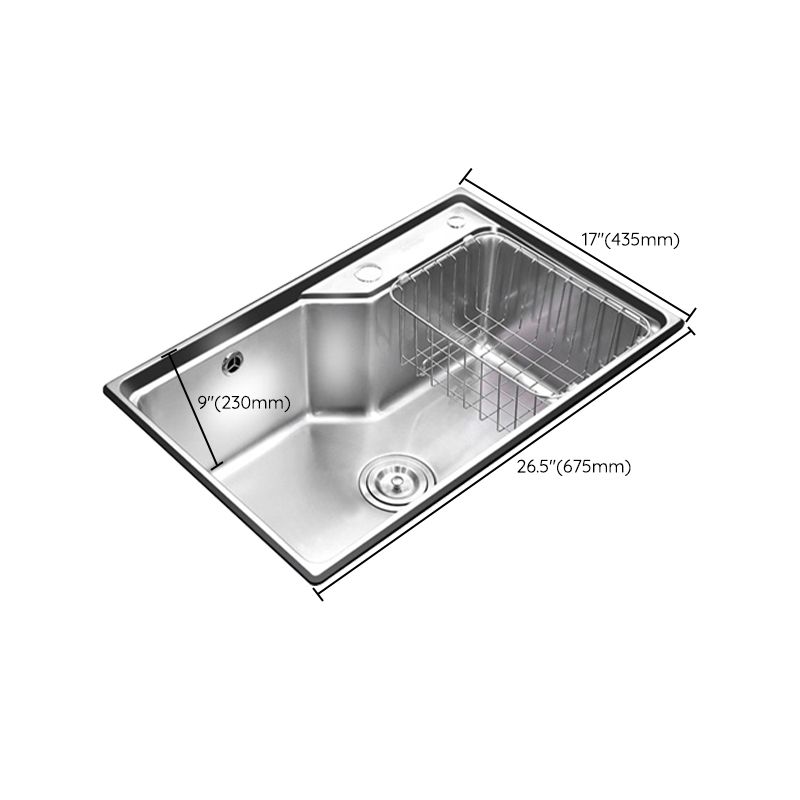 Stainless Steel 1 Holes Sink Contemporary Kitchen Sink with Basket Strainer Clearhalo 'Home Improvement' 'home_improvement' 'home_improvement_kitchen_sinks' 'Kitchen Remodel & Kitchen Fixtures' 'Kitchen Sinks & Faucet Components' 'Kitchen Sinks' 'kitchen_sinks' 1200x1200_1ac80aba-857e-44f4-a8d1-f033c3ea34a5