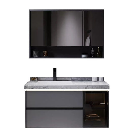 Grey Wall Mounted Standard Rectangular Open Console with Sink Set Clearhalo 'Bathroom Remodel & Bathroom Fixtures' 'Bathroom Vanities' 'bathroom_vanities' 'Home Improvement' 'home_improvement' 'home_improvement_bathroom_vanities' 1200x1200_1ac83923-9380-43fd-9f8d-c6deec967ac4