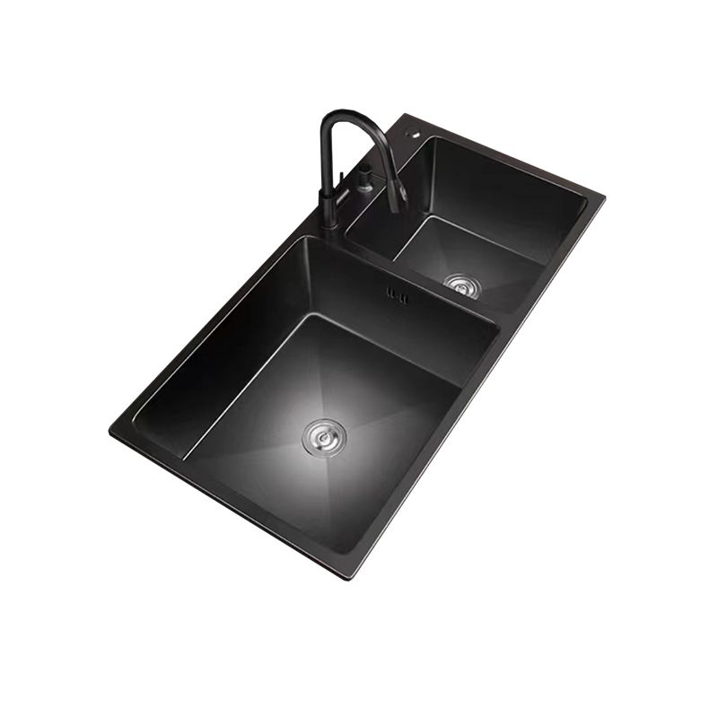 Stainless Steel Double Basin Sink Drop-In Kitchen Sink with Drain Assembly Clearhalo 'Home Improvement' 'home_improvement' 'home_improvement_kitchen_sinks' 'Kitchen Remodel & Kitchen Fixtures' 'Kitchen Sinks & Faucet Components' 'Kitchen Sinks' 'kitchen_sinks' 1200x1200_1acddd7c-6fe1-42fa-86b2-394ab2a73528