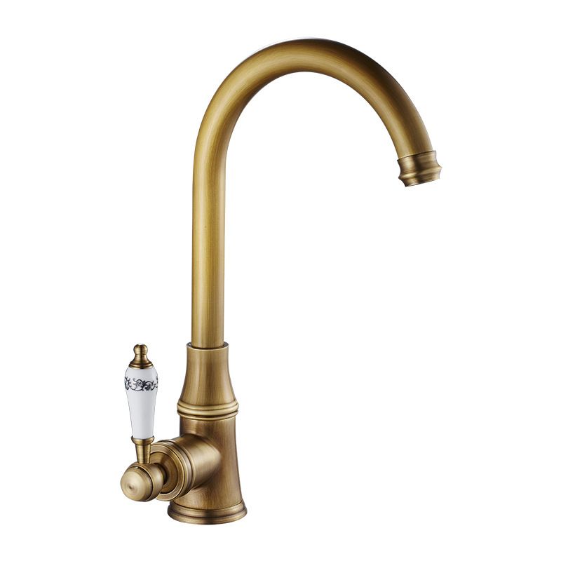 Traditional 1-Hole Kitchen Faucet Swivel Spout Gooseneck Standard Kitchen Faucets Clearhalo 'Home Improvement' 'home_improvement' 'home_improvement_kitchen_faucets' 'Kitchen Faucets' 'Kitchen Remodel & Kitchen Fixtures' 'Kitchen Sinks & Faucet Components' 'kitchen_faucets' 1200x1200_1aee03f9-2f2c-432d-9d79-b039ba48515a