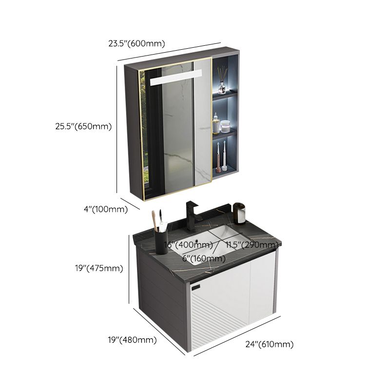 Modern Sink Vanity Set Wall Mounted Rectangular Sink Drawers Vanity Set Clearhalo 'Bathroom Remodel & Bathroom Fixtures' 'Bathroom Vanities' 'bathroom_vanities' 'Home Improvement' 'home_improvement' 'home_improvement_bathroom_vanities' 1200x1200_1afe1b61-4370-42a6-a9d2-e2b2d274f350