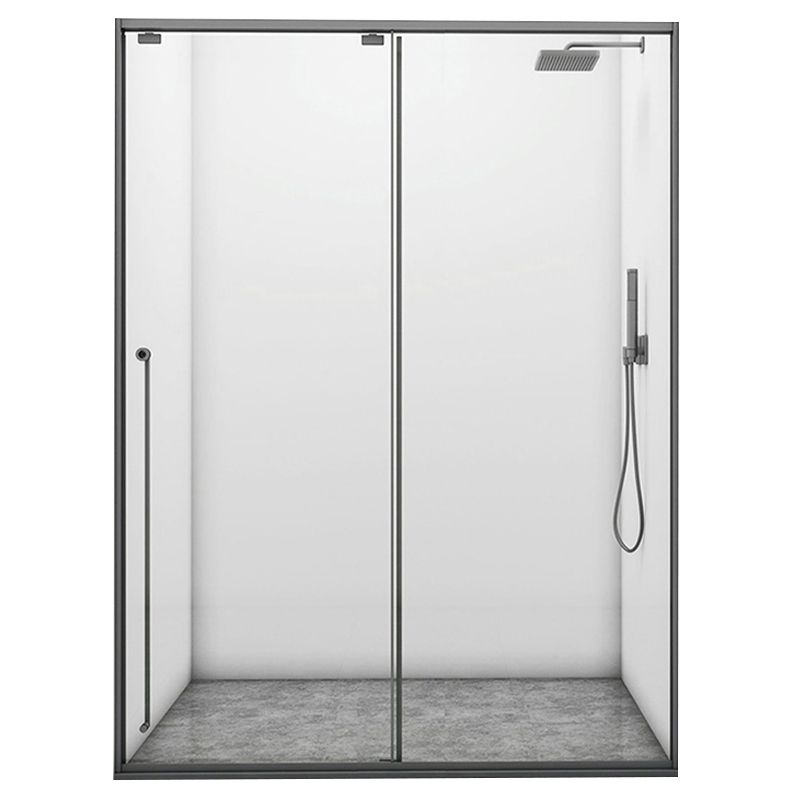 Gray Single Sliding Door Shower Door Tempered Glass Shower Door Clearhalo 'Bathroom Remodel & Bathroom Fixtures' 'Home Improvement' 'home_improvement' 'home_improvement_shower_tub_doors' 'Shower and Tub Doors' 'shower_tub_doors' 'Showers & Bathtubs' 1200x1200_1b07eb39-5ed6-4339-b28f-1dfc4227eb78