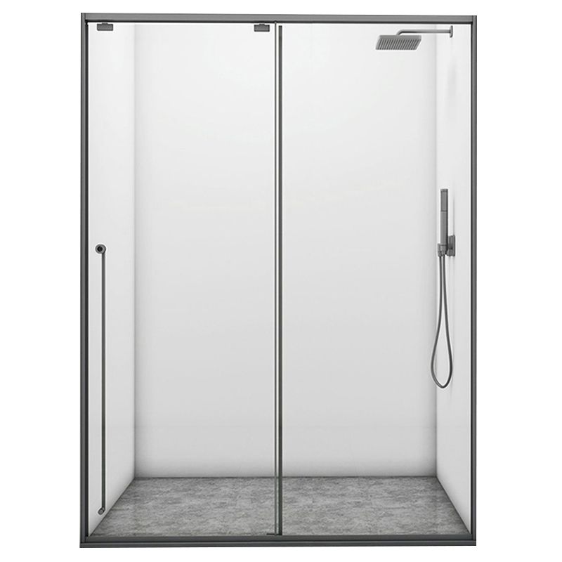 Gray Single Sliding Door Shower Door Tempered Glass Shower Door Clearhalo 'Bathroom Remodel & Bathroom Fixtures' 'Home Improvement' 'home_improvement' 'home_improvement_shower_tub_doors' 'Shower and Tub Doors' 'shower_tub_doors' 'Showers & Bathtubs' 1200x1200_1b07eb39-5ed6-4339-b28f-1dfc4227eb78
