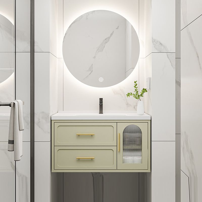 Bathroom Vanity Set Single-Sink Wall Mount Drawers Mirror Included Sink Vanity Clearhalo 'Bathroom Remodel & Bathroom Fixtures' 'Bathroom Vanities' 'bathroom_vanities' 'Home Improvement' 'home_improvement' 'home_improvement_bathroom_vanities' 1200x1200_1b143ad9-2283-4c1d-9efd-7e0fe49dca04