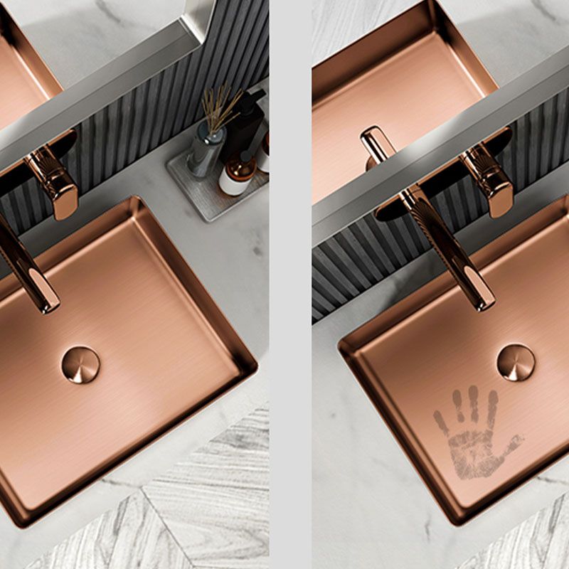 Contemporary Bathroom Sink Metal Rectangular Vessel Sink with Pop-Up Drain Clearhalo 'Bathroom Remodel & Bathroom Fixtures' 'Bathroom Sinks & Faucet Components' 'Bathroom Sinks' 'bathroom_sink' 'Home Improvement' 'home_improvement' 'home_improvement_bathroom_sink' 1200x1200_1b2ec2c2-c521-4c11-93f9-50b011f13733