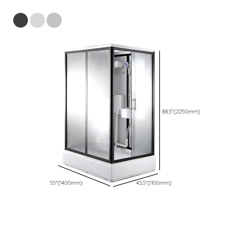 Single Sliding Frosted Shower Kit Rectangle White Shower Stall Clearhalo 'Bathroom Remodel & Bathroom Fixtures' 'Home Improvement' 'home_improvement' 'home_improvement_shower_stalls_enclosures' 'Shower Stalls & Enclosures' 'shower_stalls_enclosures' 'Showers & Bathtubs' 1200x1200_1b655d60-aae7-4c31-a13e-a4d9278e3faf