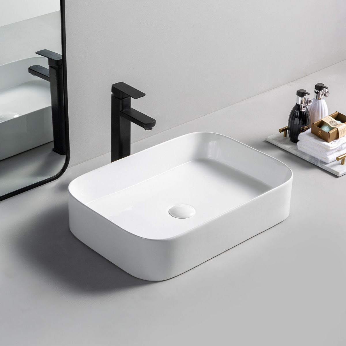 Modern Bathroom Sink Rectangular Porcelain with Pop-Up Drain Vessel Lavatory Sink Clearhalo 'Bathroom Remodel & Bathroom Fixtures' 'Bathroom Sinks & Faucet Components' 'Bathroom Sinks' 'bathroom_sink' 'Home Improvement' 'home_improvement' 'home_improvement_bathroom_sink' 1200x1200_1b6ad994-72f9-40d8-b269-b9777f155be6