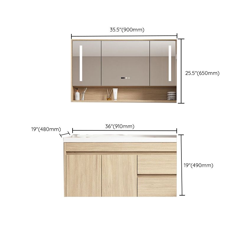 Contemporary Wood Sink Cabinet Mirror Cabinet Wall-Mounted Vanity Cabinet Clearhalo 'Bathroom Remodel & Bathroom Fixtures' 'Bathroom Vanities' 'bathroom_vanities' 'Home Improvement' 'home_improvement' 'home_improvement_bathroom_vanities' 1200x1200_1b7b5bd0-51bd-4fcc-8938-ffdba1c4337a