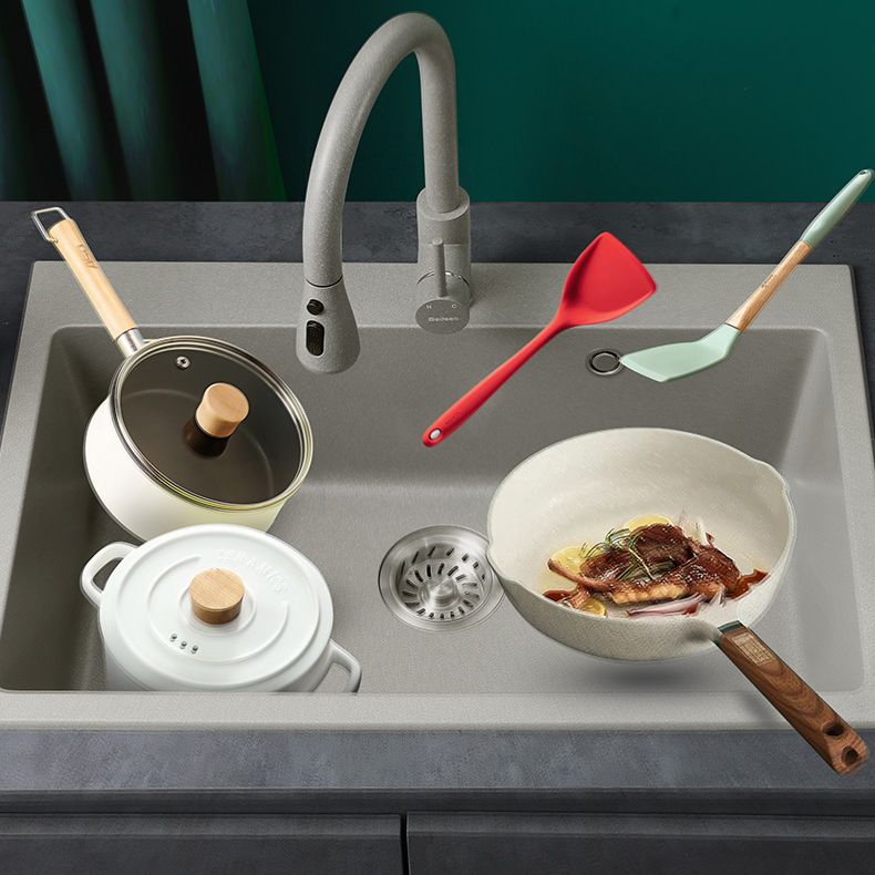 Modern Kitchen Sink Rectangular Grey Faucet Pull-out Anti-spill Sink Clearhalo 'Home Improvement' 'home_improvement' 'home_improvement_kitchen_sinks' 'Kitchen Remodel & Kitchen Fixtures' 'Kitchen Sinks & Faucet Components' 'Kitchen Sinks' 'kitchen_sinks' 1200x1200_1b7bc16f-bce8-40c7-8113-b2a58aaf9948
