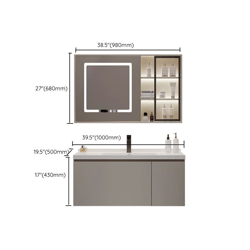 Single Sink Bathroom Vanity Set Overflow Wood Frame Wall Mounted with Drawer Clearhalo 'Bathroom Remodel & Bathroom Fixtures' 'Bathroom Vanities' 'bathroom_vanities' 'Home Improvement' 'home_improvement' 'home_improvement_bathroom_vanities' 1200x1200_1b93bc35-ff24-4ae7-9ca9-0e7dfbb031cf