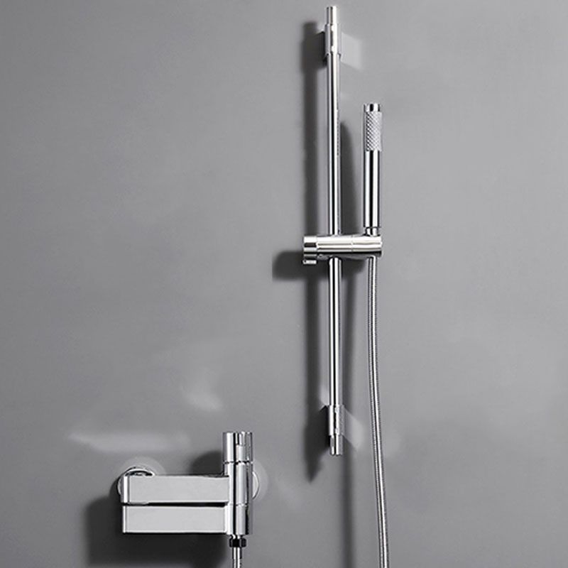 Contemporary Chrome Bath Faucet Trim Swivel Wall Mounted with Hand Shower Clearhalo 'Bathroom Remodel & Bathroom Fixtures' 'Bathtub Faucets' 'bathtub_faucets' 'Home Improvement' 'home_improvement' 'home_improvement_bathtub_faucets' 1200x1200_1b971cd9-bc49-4433-a5f0-8b9571c169a3