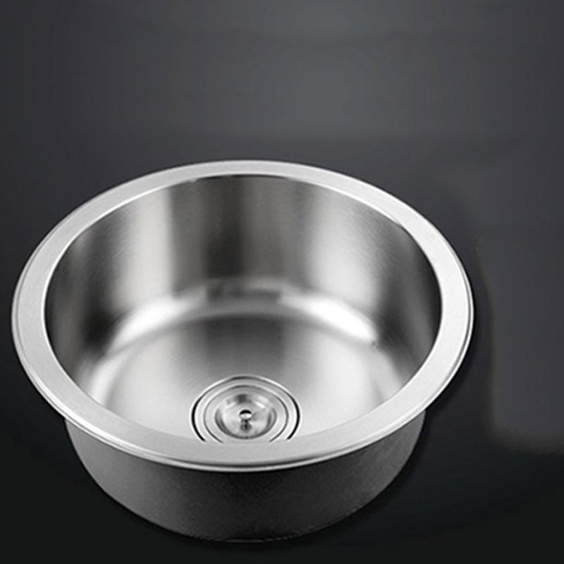 Contemporary Single Bowl Kitchen Sink Round Stainless Steel Sink with Drain Strainer Kit Clearhalo 'Home Improvement' 'home_improvement' 'home_improvement_kitchen_sinks' 'Kitchen Remodel & Kitchen Fixtures' 'Kitchen Sinks & Faucet Components' 'Kitchen Sinks' 'kitchen_sinks' 1200x1200_1b984e38-cb09-4b5c-923d-f67c86af1a13