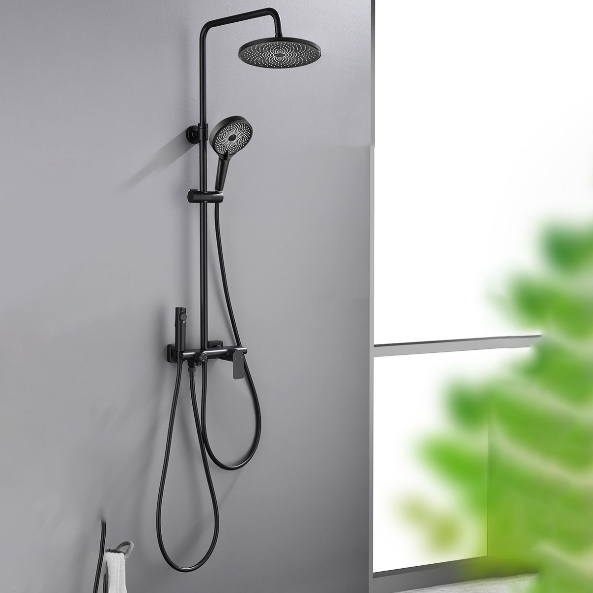 Temperature Control Shower System Valve Included Brass Wall Mounted Shower Combo Clearhalo 'Bathroom Remodel & Bathroom Fixtures' 'Home Improvement' 'home_improvement' 'home_improvement_shower_faucets' 'Shower Faucets & Systems' 'shower_faucets' 'Showers & Bathtubs Plumbing' 'Showers & Bathtubs' 1200x1200_1bb00438-8b7c-44e1-b74f-25dcef29ea69